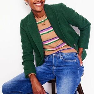 BODEN THE MARYLEBONE TEXTURED BLAZER DARK GREEN - 10R